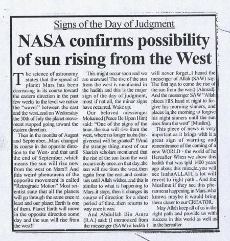 Ilmuwan Nasa Membenarkan Bahwa Matahari Sangat Mungkin Akan Terbit Dari Barat [ www.BlogApaAja.com ]